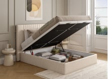 Lit coffre 160x200 avec tête de lit ALOE - Crème - 2