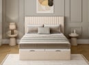 Lit coffre 160x200 avec tête de lit ALOE - Crème - 3