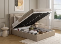 Lit coffre 160x200 avec tête de lit ALOE - Beige - 2