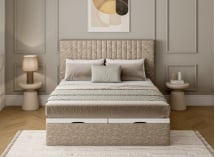 Lit coffre 160x200 avec tête de lit ALOE - Beige - 3