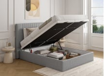Lit coffre 160x200 avec tête de lit ALOE - Gris clair - 2