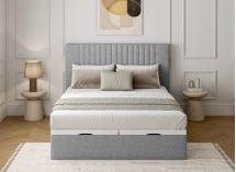 Lit coffre 160x200 avec tête de lit ALOE - Gris clair - 3