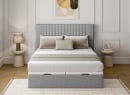 Lit coffre 160x200 avec tête de lit ALOE - Gris clair - 3