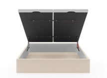 Lit coffre 140x200 en tissu grainé ALOE - Crème - 10
