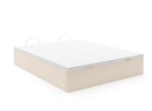Lit coffre 140x200 en tissu grainé ALOE - Crème - 12