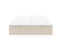 Lit coffre 140x200 en tissu grainé ALOE - Crème - 13