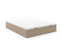 Lit coffre 140x200 en tissu grainé ALOE - Beige - 13