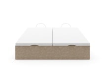 Lit coffre 140x200 en tissu grainé ALOE - Beige - 14