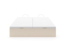 Lit coffre 160x200 en tissu grainé ALOE - Crème - 13