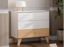 Commode 3 tiroirs HAXO – Blanc/Pin Nateo Concept - 1