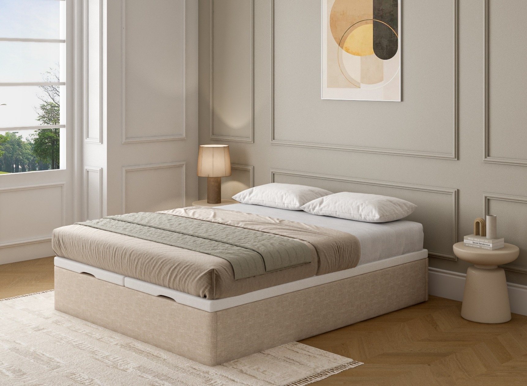 Muralo - Gestoffeerd bed 140x200 cm met bedkast en gewatteerd