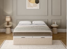 Lit coffre 140x200 en tissu grainé ALOE - Crème - 3