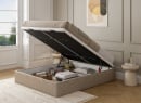 Lit coffre 140x200 en tissu grainé ALOE - Beige - 2