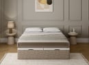 Lit coffre 140x200 en tissu grainé ALOE - Beige - 3