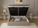 Lit coffre 140x200 en tissu grainé ALOE - Beige - 4