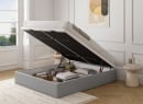 Lit coffre 140x200 en tissu grainé ALOE - Gris clair - 2