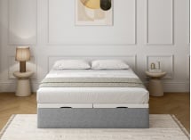 Lit coffre 140x200 en tissu grainé ALOE - Gris clair - 3