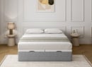 Lit coffre 140x200 en tissu grainé ALOE - Gris clair - 3