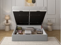 Lit coffre 140x200 en tissu grainé ALOE - Gris clair - 4