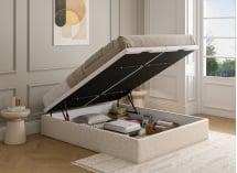 Lit coffre 160x200 en tissu grainé ALOE - Crème - 2
