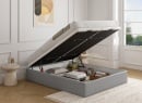Lit coffre 160x200 en tissu grainé ALOE - Gris clair - 2