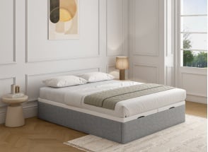 Letto contenitore 160x200 in tessuto goffrato ALOE - Grigio chiaro
