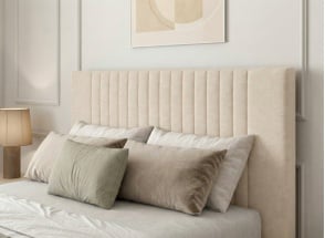 Gestoffeerd hoofdbord in gegranuleerde stof ALOE - Crème