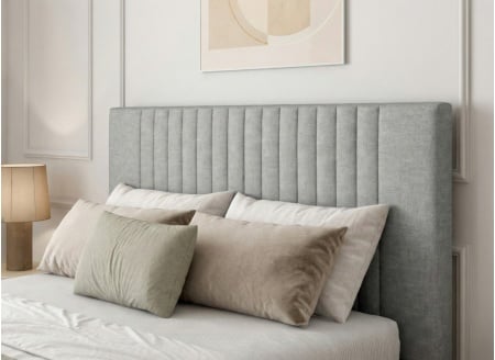 Tête de lit matelassée en tissu grainé ALOE - Gris clair - 1
