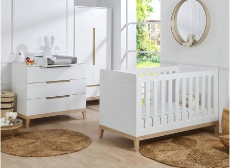 Chambre bébé complète VOLT - Blanc/Hêtre  - 1