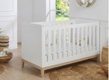 Lit bébé évolutif 70x140 VOLT – Blanc/Hêtre - 1