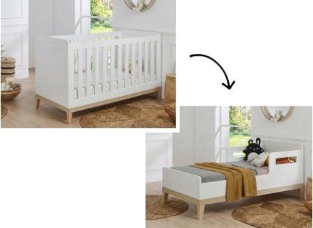 Evolutief babybed 70x140 VOLT - Wit/Beukenhout