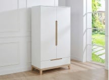Armoire 2 portes 1 tiroir VOLT – Blanc/Hêtre - 1