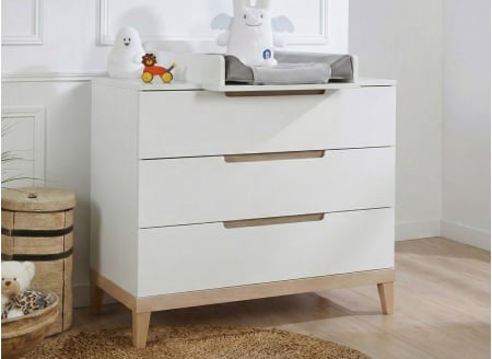 VOLT 3-drawer chest - White/Beech