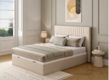 Lit coffre 140x200 en tissu grainé ALOE - Crème - 5