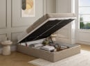 Lit coffre 160x200 en tissu grainé ALOE - Beige - 2