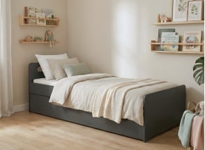 Letto estraibile 90x190 LEVIS Ardesia + 2 materassi