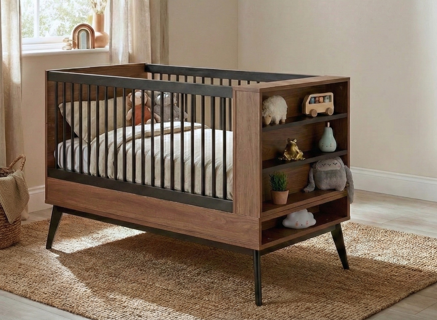 Lit bébé évolutif 70x140 VINTAGE – Noyer