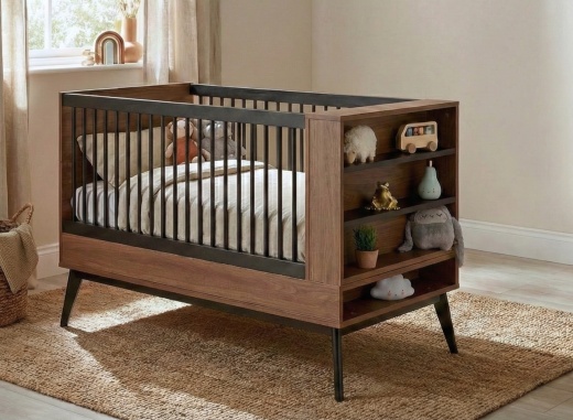 VINTAGE mitwachsendes Babybett 70x140 – Nussbaum