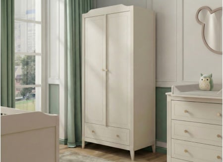 Armoire 2 portes 1 tiroir ÉLORIA - Crème - 1