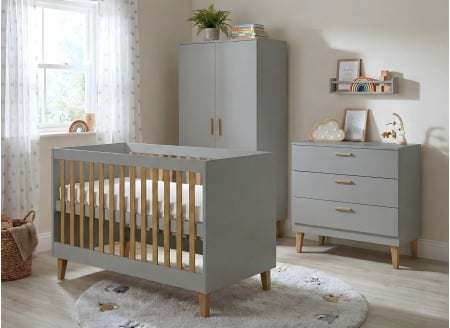 Chambre bébé complète DREAM Gris/Chêne