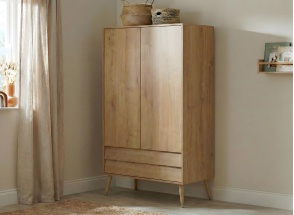 Kleiderschrank 2 Türen 2 Schubladen BOSQUE - Vintage Eiche