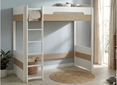 Lit mezzanine PRADO – Blanc/Chêne - 1