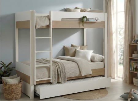 3-Personen-Hochbett 90x200 PRADO Weiß/Eiche