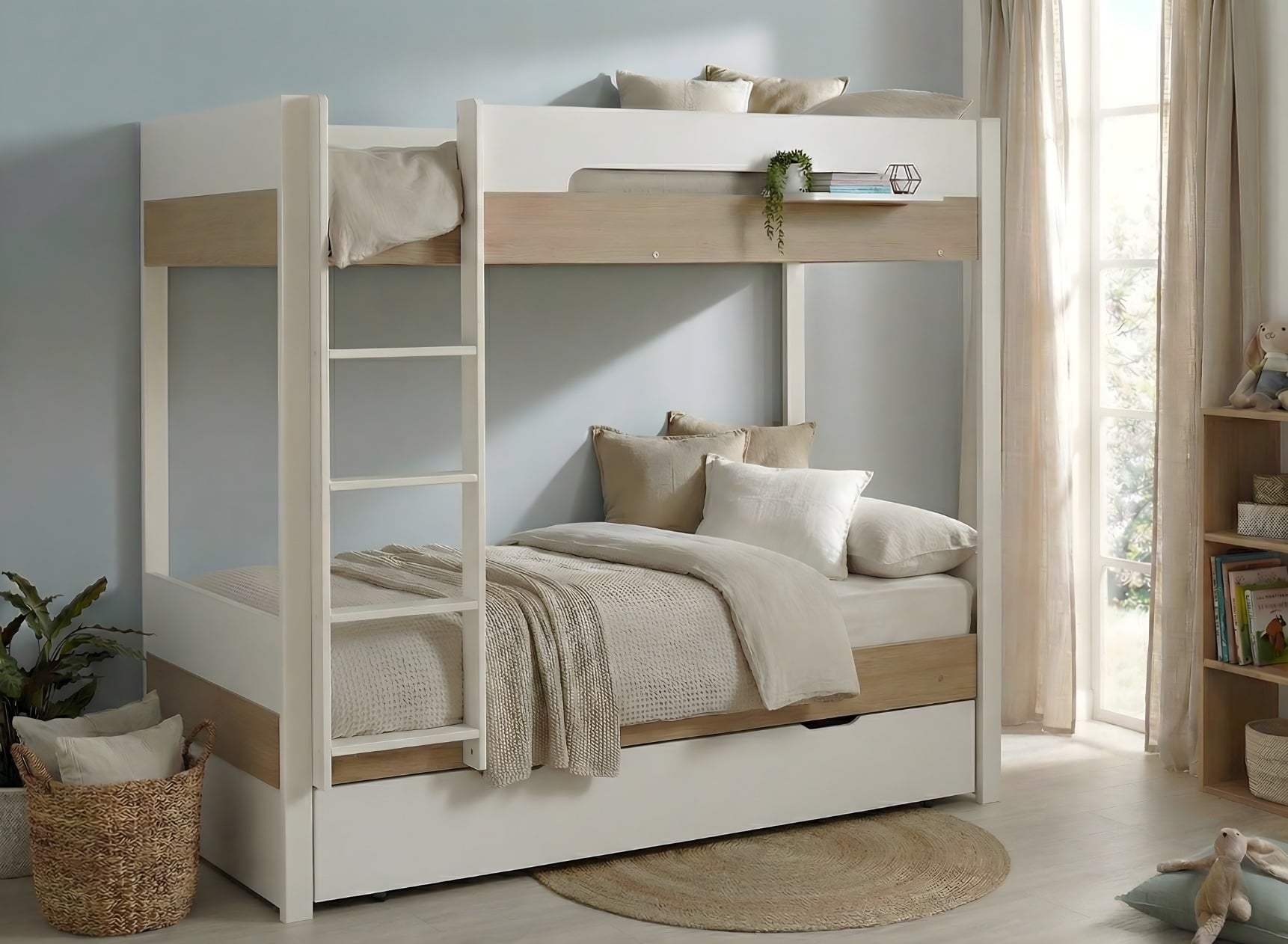 Triple bunk bed 90x200 PRADO White/Oak