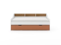 Lit gigogne avec rangement AEL - Blanc/Terracotta - 6