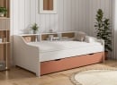 Lit gigogne avec rangement AEL - Blanc/Terracotta - 1