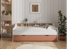 Lit gigogne avec rangement AEL - Blanc/Terracotta - 3