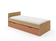 Lit gigogne 90x200 HECTOR - Chêne/Terracotta - 3
