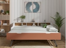 Lit gigogne avec rangement AEL - Blanc/Terracotta - 4