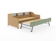 Lit gigogne avec rangement 90x200 AEL - Chêne/Vert - 10
